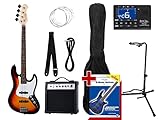 Rocktile Groover's Pack JB E-Bass Sunburst Set III - 7-teiliges Komplettset - Jazzbass...