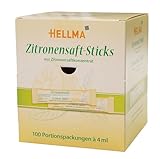 Hellma Zitronensaft-Sticks 100 Stk. je 4 ml säuerlich - 400 ml Vorrats-Box - Konzentrat...