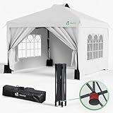 VOUNOT Pavillon 3x3m Wasserdicht Stabil Winterfest, Pop Up Faltpavillon mit 4 Seitenteilen...