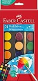 Faber-Castell 125027 - Wasserfarbkasten 21 Farben, inkl. Pinsel, Malkasten für Schule und...