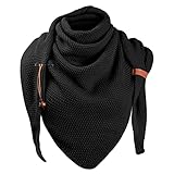 CMTOP Damen Strickschal groß Dreiecksschal Winter Schal Mit Knöpfen Flauschige...