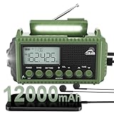Notfallradio 12000mah mit Kurbel Und Solar, AM/FM/SW Solar...