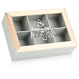 com-four® Teebox mit 6 Fächern - Aufbewahrungsbox für aus Holz für Tee - Teebeutelbox...