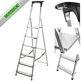 KADAX Aluminiumleiter, Stehleiter bis zu 125 kg, Stufenleiter, Klapptritt für...