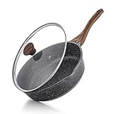 SENSARTE Antihaft Pfanne 28cm, Tiefe Bratpfanne mit Deckel, Schweizer Granitbeschichtung...