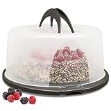 Hausfelder Kuchen Transportbox rund, Tortentransportbox mit Haube und Griff, Tortenglocke...