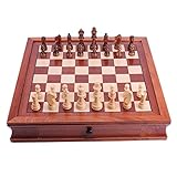 Luzhengyang Handgefertigtes 41,5 cm großes Holzschach-Set – tragbares Palisanderbrett...