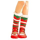 QINQNC Damen Bunt Lustige Socken Bettsocken Cotton Fuzzy Grippers Slipper...
