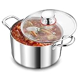 TEAMFAR Kochtopf, 20cm Topf Induktion aus 3-Lagen Edeastahl, Hochwertig 3,3L...