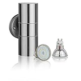 SEBSON Aussenleuchte, Wandleuchte, Edelstahl, up down, inkl. 2x GU10 LED Lampe 4W (3,5W)...