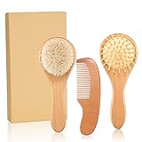 Baby-Haarbürste und Kamm für Baby Holz Naturhaarbürste Antistatische Neugeborene...