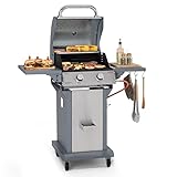 Klarstein 2-Brenner Edelstahl Gasgrill mit 7200W Leistung, Thermometer & Bodenrollen,...