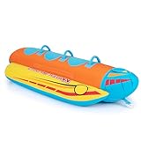 HOMASIS Bananenboot aufblasbar, Banana Boat für 3 Personen, Towable Tube mit 3 Griffen &...