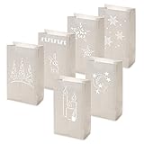 6 x Lichttüten/Decolights im SET 'Winter' (Weiß / 26,5 x 15,5 x 9 cm) NICHT...