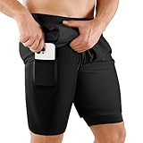 Niksa 1er Pack Herren 2 in 1 Shorts Schnelltrocknende Sporthose Herren Kurz 7'...