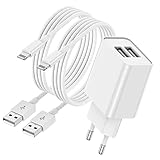 USB Ladegerät Kabel, iPhone Ladekabel mit Netzteil, 2-Port USB iPhone Schnellladegerät...