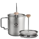 Bestargot French Press Titan Camping Kaffeekocher, 750ml max Titan Topf Becher Tasse für...