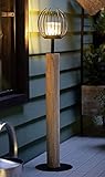 Windlichtsäule Kugel aus Holz & Metall, 85 cm hoch, Holzsäule, Dekosäule mit...