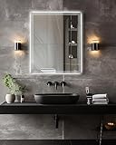Trintion Badezimmerspiegel mit Beleuchtung, 60x50 cm Vertikal und Horizontal Montage Led...
