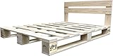 LIPA Massivholzbett Palettenbett mit Kopfteil Bett Holz 140x200 Holzbett 140cm Paletten...