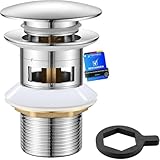 Ibergrif Messing Ablaufgarnitur Waschbecken mit Überlauf - Universal 41-50 mm Pop-up...