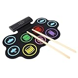 Elektronisches Schlagzeug-Set, 9 Trommel-Übungspads mit Kopfhöreranschluss, Tragbares...