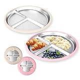 2 Stück Edelstahl Teller Baby, Rutschfestes Baby Teller mit Saugnapf, 23CM...