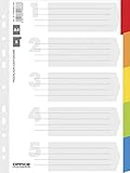 Office Products Trennblätter Karton-Register 5-teilig/ 5 + 1 Blatt Laminirten...