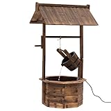 Outsunny Gartenbrunnen, Zierbrunnen, Springbrunnen, Wasserfall, Regulierbar, Massivholz,...