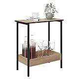 WOLTU Beistelltisch, Couchtisch mit 2 Ablagen, Konsolentisch mit Stauraum im...