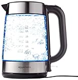 Amazon Basics - Elektrischer Wasserkocher aus Glas, 1,7 l, 2200 W, Schwarz,...