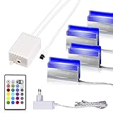 DREETINO Glasbodenbeleuchtung, Vitrinenbeleuchtung 4er Set Glaskantenbeleuchtung Clip RGB...