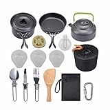 OUTPFTS Camping Topfset Tragbare Outdoor Küche Kochgeschirr Set Wasserkocher Geschirr Kit...