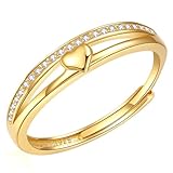 RANKEEF Ringe Gold Damen S925 Sterlingsilber Goldring Verlobungsring Damen 14K...