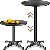 Casaria® 2in1 Stehtisch Höhenverstellbar 70 cm / 115 cm Hoch Aluminium Ø 60 cm Rund...