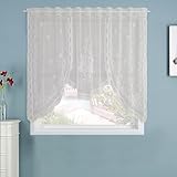 NSXIN Scheibengardine Spitzen Vorhang Küche Bistrogardinen mit Schlaufen, Weiß...
