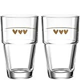 LEONARDO HOME Becher SOLO 2er-Set 410 ml Herzen, 043476, Glas, 250 milliliters