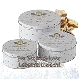 CasaJame 3er Set Metall Keksdose, Rund, Frohe Weihnachten mit Engel-Motiv und...
