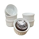Soufflé Förmchen Backofenfest - 6 Stück Creme Brûlée Schälchen aus Porzellan -...