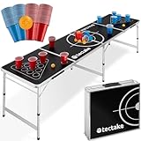 tectake Bierpong Tisch, Beer Pong Tisch, inkl. 100 Becher (50 rot & 50 blau) und 6 Bälle,...
