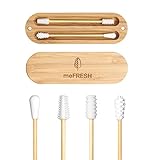 meFRESH nachhaltige, wiederverwendbare Silikon-Wattestäbchen inkl. Bambus-Etui...