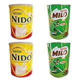 minafood-Set: MILO - 2 x Instant Kakao Getränk 400g + 2 x NIDO - Milchpulver 400g