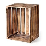 PINEEA Holzkiste Groß - Obstkiste Holz - Deko Weinkiste - 1 Stück Geflammt...