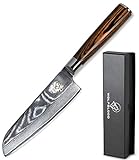 Wolfblood Damastmesser Santoku Messer L(24cm) Profi-Kochmesser aus echtem 67 Lagen...