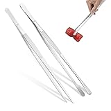 Küchenpinzette, 30cm Kochpinzette, 2 Stück Grillzange Edelstahl, Verwendung zum Kochen,...