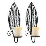 2 Stück Wandkerzenhalter Blatt Wand Kerzenhalter Schwarze Metall blätter mit...
