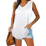 LAEMILIA Damen-Tank-Top, V-Ausschnitt, einfarbig, ärmellos, lockere Passform, bequem,...