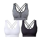 SEGRILA Damen Sport BH Set Ohne Bügel Kreuz Rücken Yoga Bustier Gepolsterter...