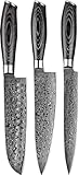 Shinrai Japan Messerset - 3-teilig - Kochmesser - Japanisches Messer - Messer - Damast...