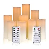 YIWER LED Kerzen Set von 9 Flammenlose Kerzen Batteriebetriebene Kerzen D5.5cmxH...